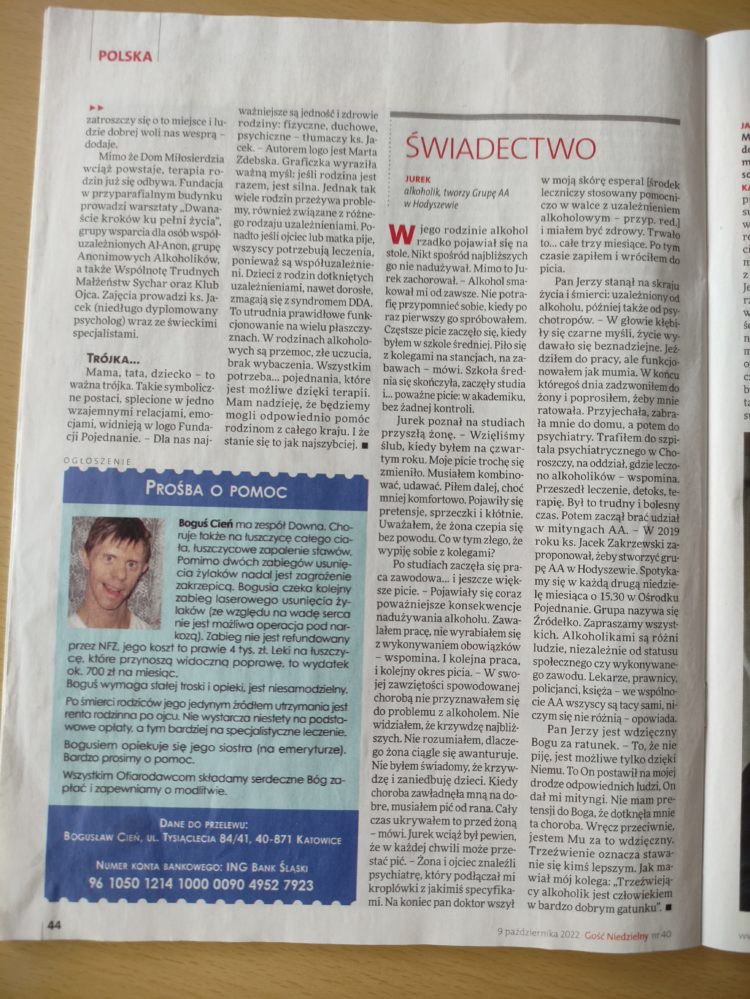 Druga strona archiwalnego materiału prasowego Gościa Niedzielnego